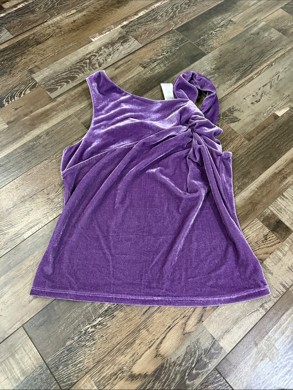 Sunday in Brooklyn Velvet Purple One-Shoulder Knot Tank‎ Top